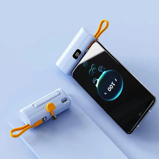 30000Mah Mini Power Bank Ingebouwde Kabel Powerbank Digitale Display Externe Batterij Draagbare Oplader Voor Iphone Samsung Xiaomi - Korvel