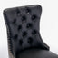Tufted Solid Wood Contemporary PU and Velvet Upholstered Dining Chair with Wood Legs Nailhead Trim 2-Pcs Set Black+Gray - Korvel