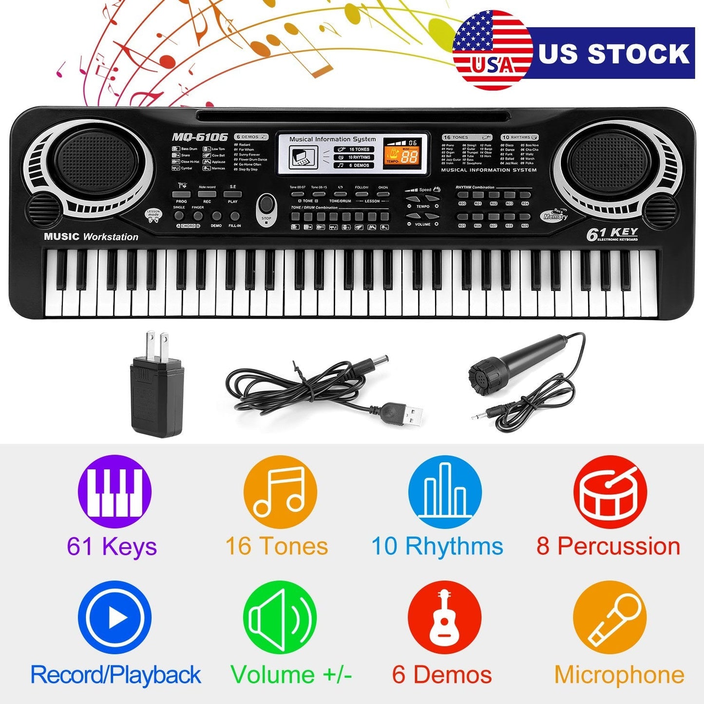 Teclado Electrónico GBruno de 61 Teclas para Niños