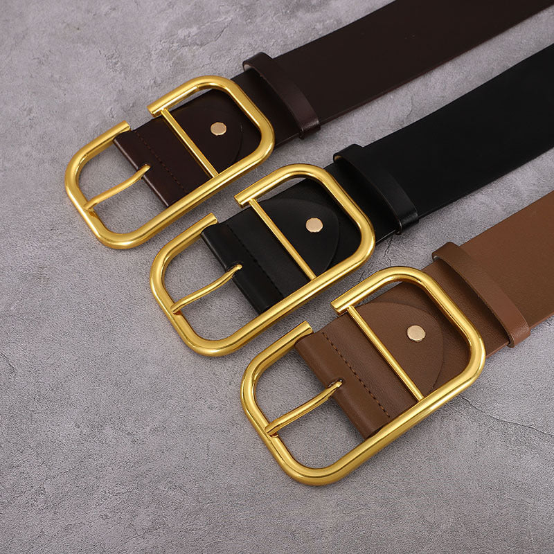 Ceinture décorative large en cuir de vache pour femmes