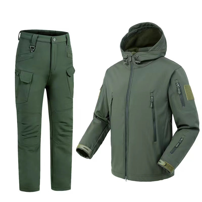 Veste en Soft Shell Coupe-Vent Imperméable Doublée en Fleece pour Hommes