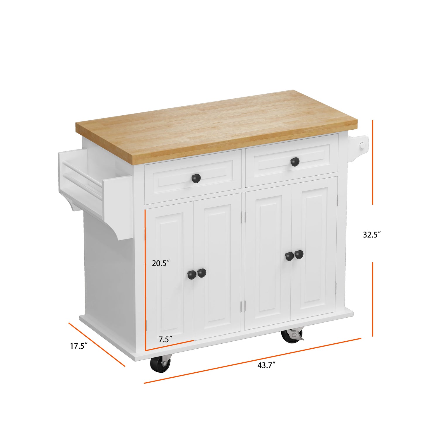 Elegant Kitchen Island Cart with Storage and Locking Wheels
