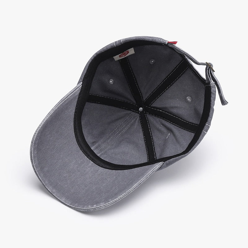 Fashionable Outdoor Versatile Curved Brim Letter Embroidery Men's Flat Tongue Hat Show Face Small Washed Women's Simple Baseball Hat Fashion - Korvel