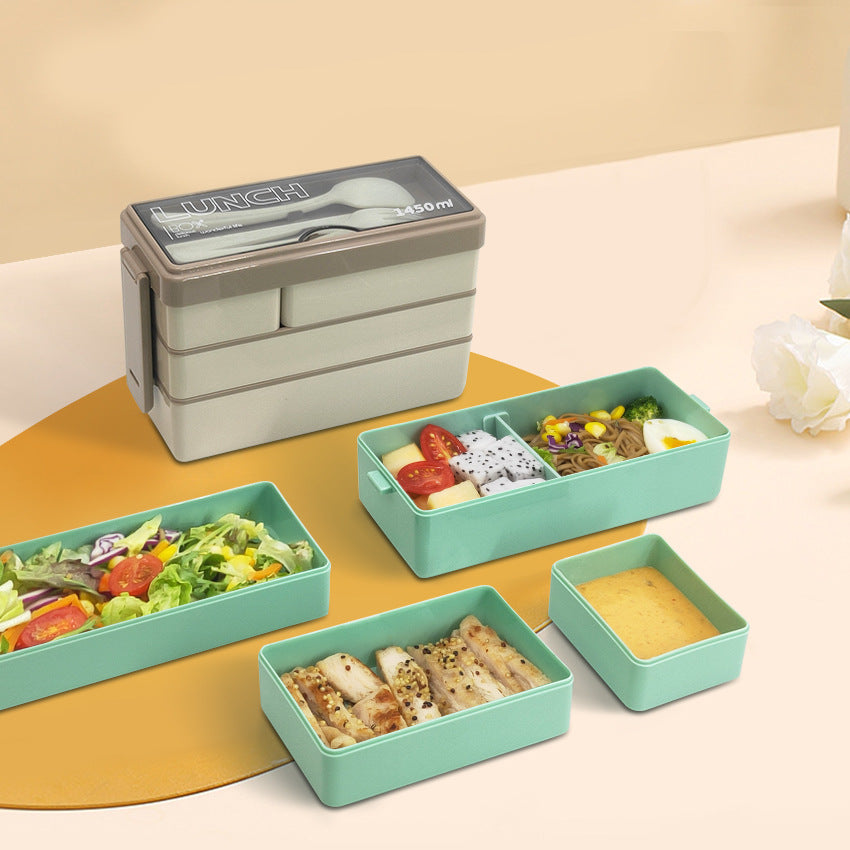 Portable microwaveable three-layer lunch box lunch box - Korvel
