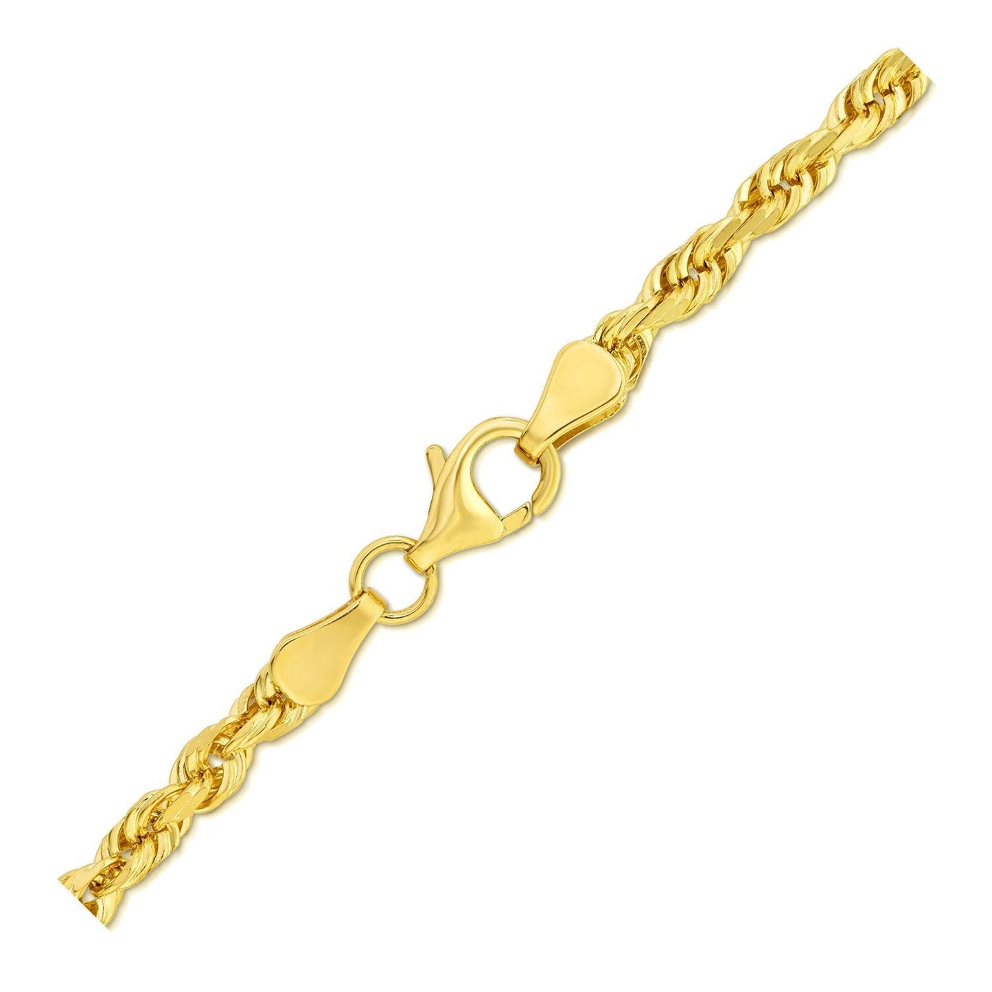 10k Yellow Gold Solid Diamond Cut Rope Bracelet - 4.0mm