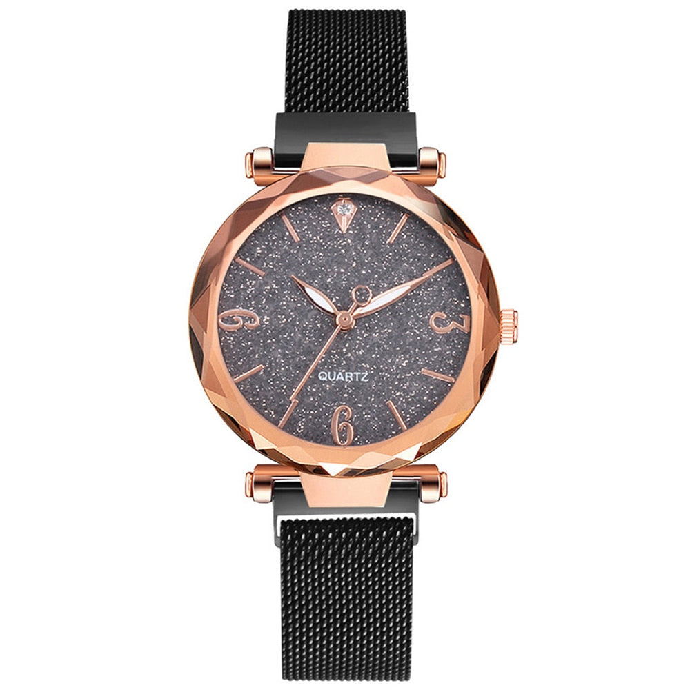Rose Gold Women Watch Top Brand Luxury Magnetic Starry Sky Lady Wrist Watch Mesh Female Clock For Dropship relogio feminino - Korvel