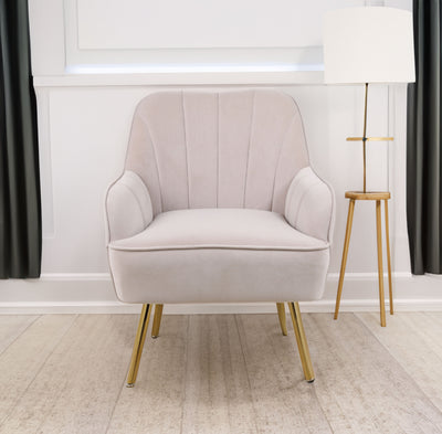 Modern Mid Century Chair velvet Sherpa Armchair for Living Room Bedroom Office Easy Assemble(BEIGE) - Korvel