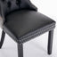 Tufted Solid Wood Contemporary PU and Velvet Upholstered Dining Chair with Wood Legs Nailhead Trim 2-Pcs Set Black+Gray - Korvel