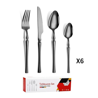 Small waist stainless steel knife, fork, and spoon set of 24 pieces, gold steak knife, fork, stainless steel tableware set, coffee spoon - Korvel