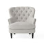 Modern light grey fabric club chair and Ottoman set, stylish cushioned armchair, paired with Ottoman style - Korvel