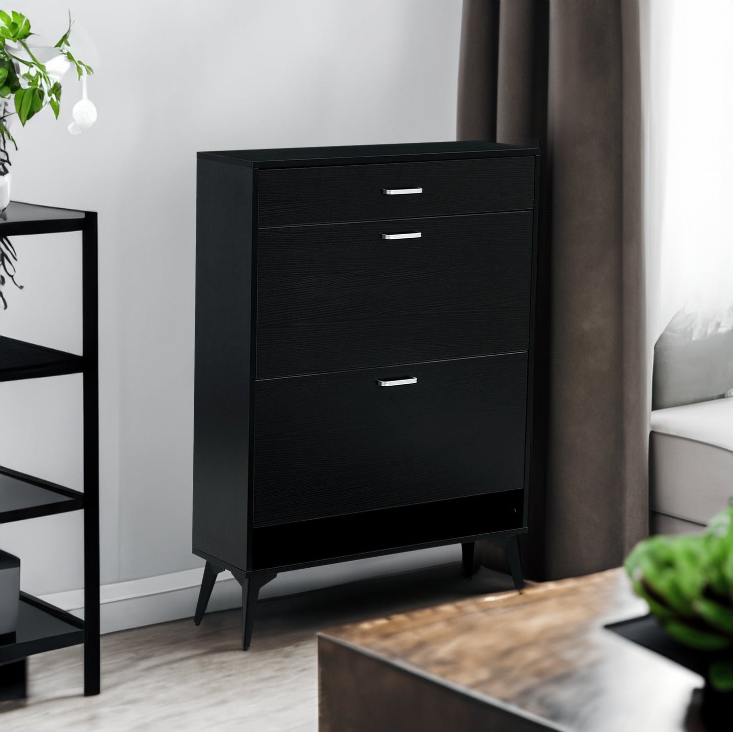 Premium Black Shoe Cabinet - Stylish Storage Solution