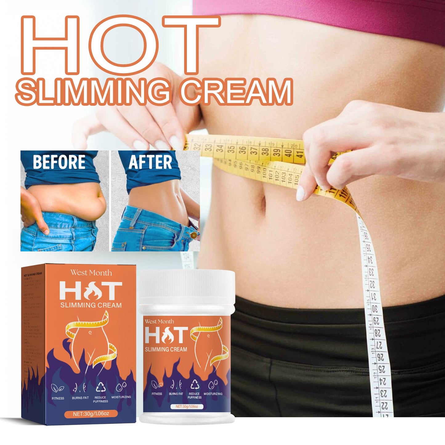 Hot Slimming Cream, Massage Firming Skin Tummy Arms Thighs Fat Body Sculpting Cream - Korvel
