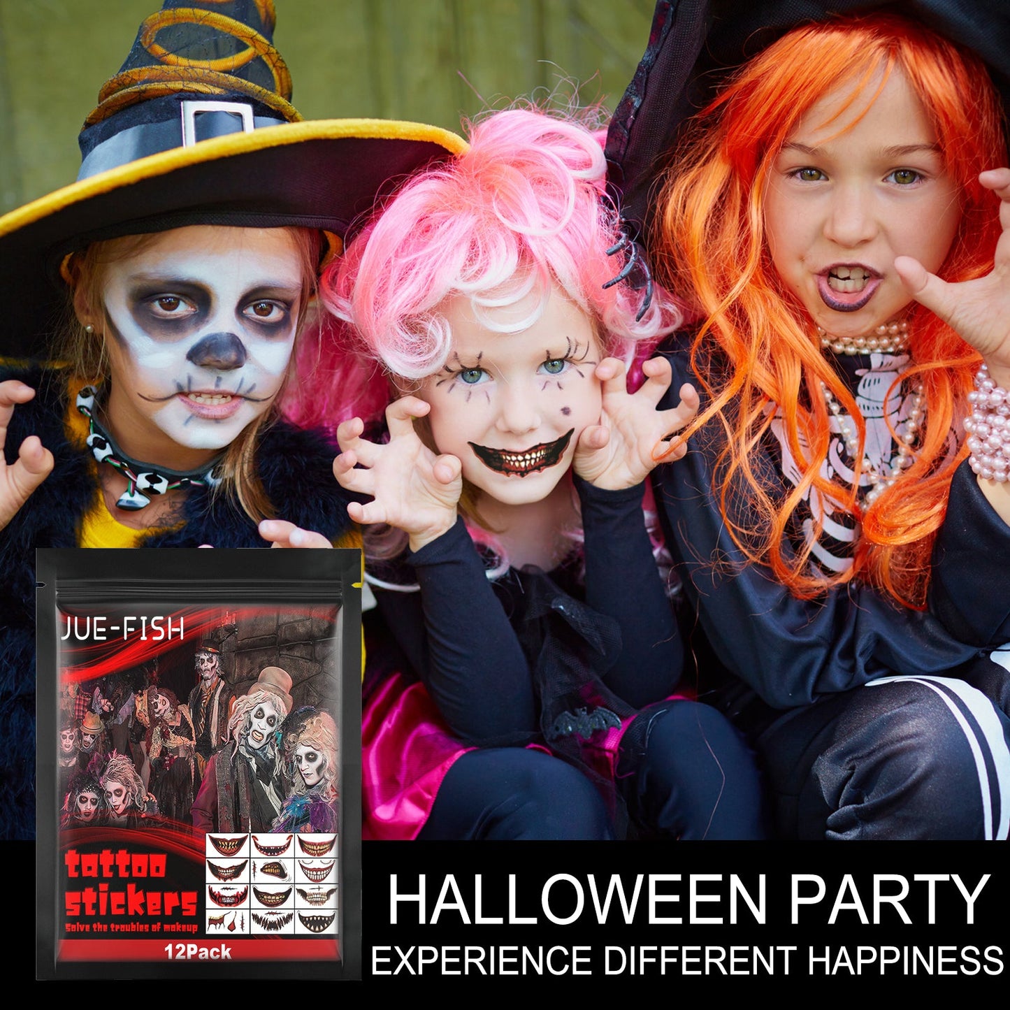 Halloween Tattoo Stickers, Halloween Horror Party Party Makeup Decorative Mouth Tattoo Stickers - Korvel