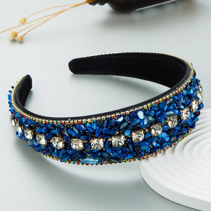 Colorful Turquoise Diamond Wide Edge Headband Set