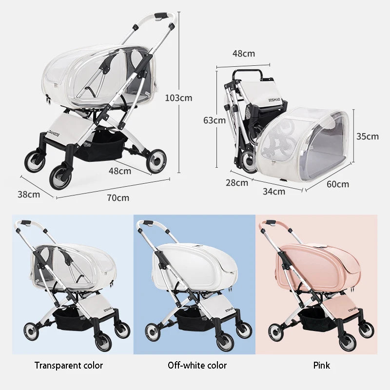 Fashionable Pet Dog Cats Four Wheeled Cart Lightweight Foldable Separable When Going Out Small Medium-Sized Pets Dog Stroller - Korvel