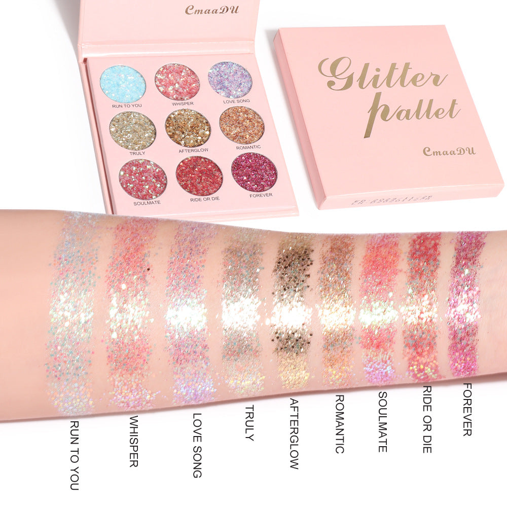 CmaaDu 9 Shades of Glitter Eyeshadow Makeup Matte and Metallic Glitter Glitter Powder - Korvel