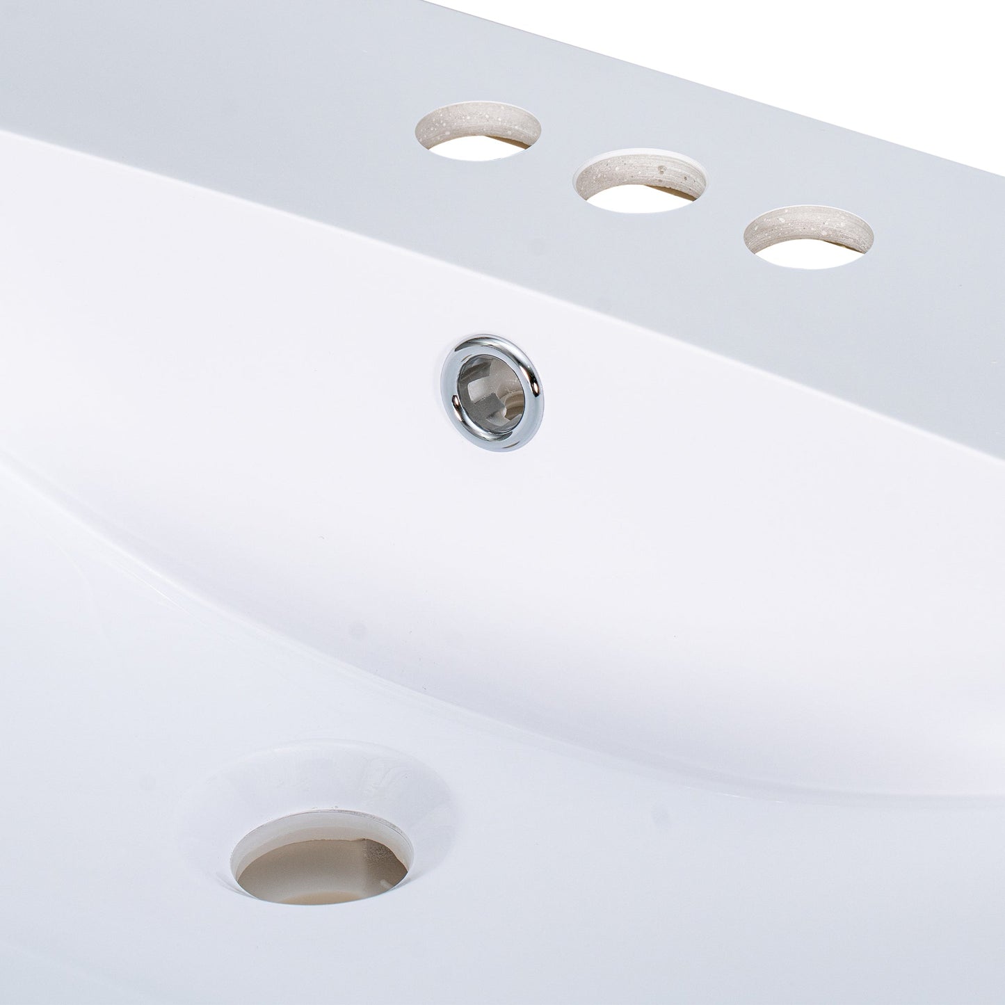 24" Bathroom Vanity Top Only White Basin 3-Faucet Holes  4" Faucet Available Ceramic - Korvel