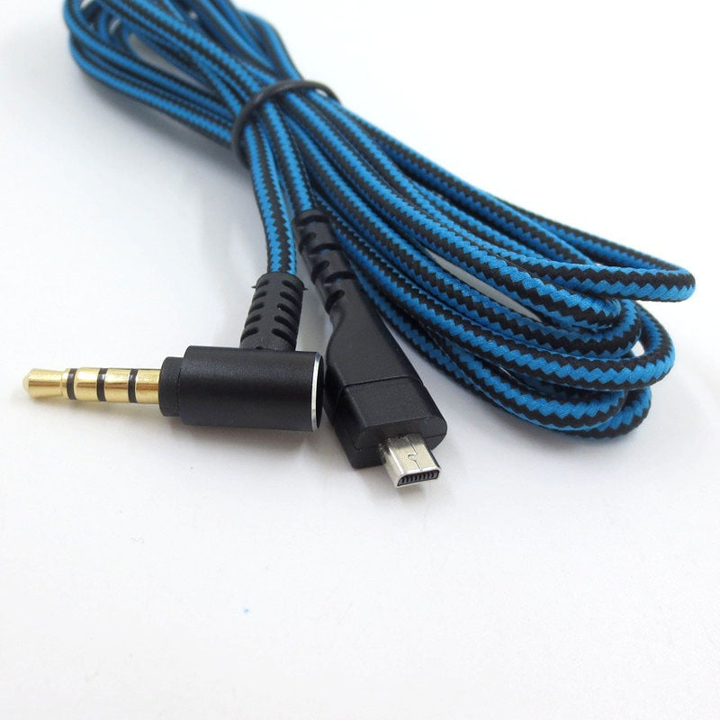 Suitable for Arctis 3 5 7 Sairui Ice Gaming Earphone Cable Blue Black Stripe Audio Cable - Korvel