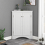 Elegante gabinete de almacenamiento triangular blanco con estantes ajustables