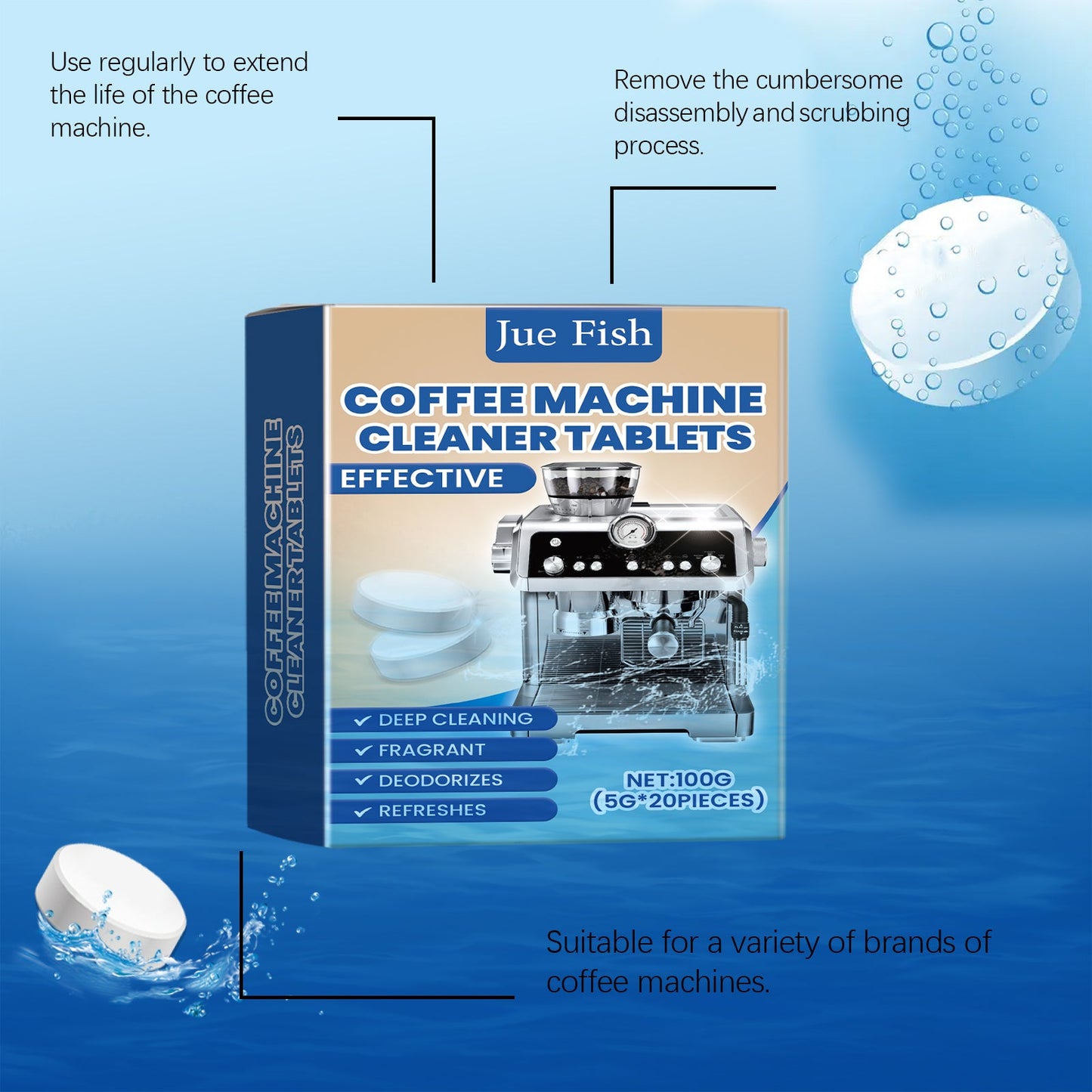 Coffee Machine Cleaning Effervescent Tablets Clean Coffee Machine Stains And Dirt Refurbishment Maintenance Cleaner - Korvel