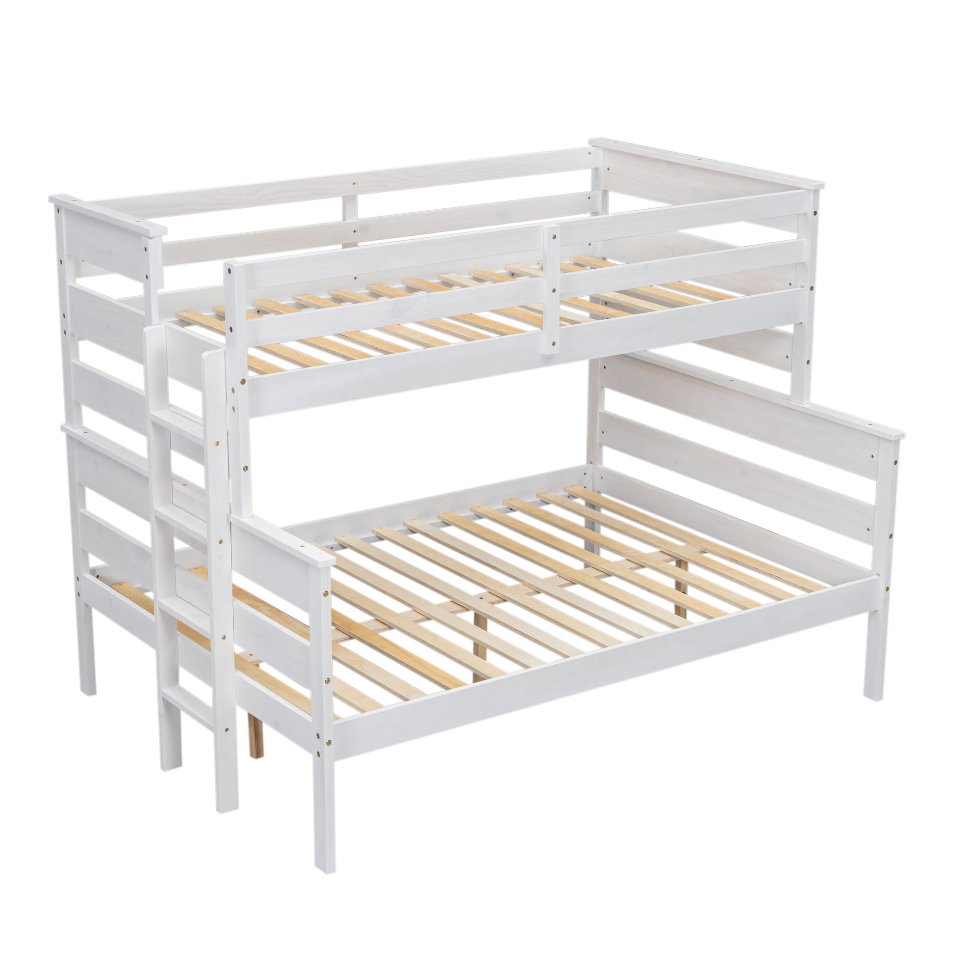 Wood Twin over Full Bunk Bed with Ladder White - Korvel