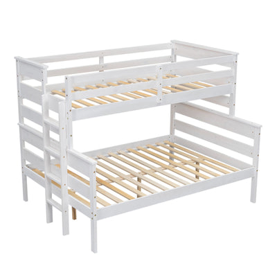 Wood Twin over Full Bunk Bed with Ladder White - Korvel