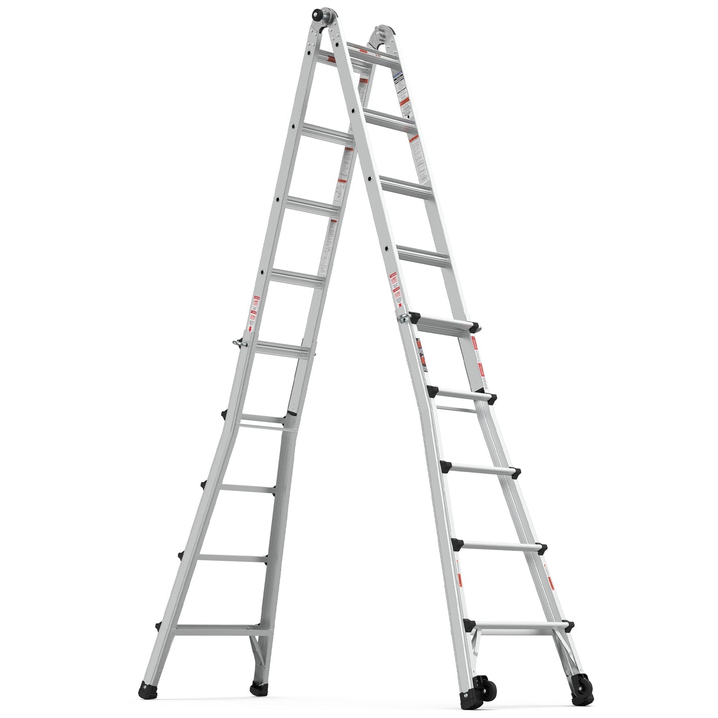 Aluminum Multi-Position Ladder with Wheels - 22 FT, 300 lbs Capacity