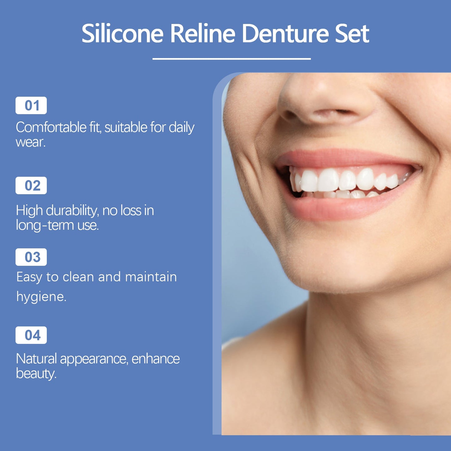 Ensemble de prothèses dentaires en résine silicone pour un sourire confortable