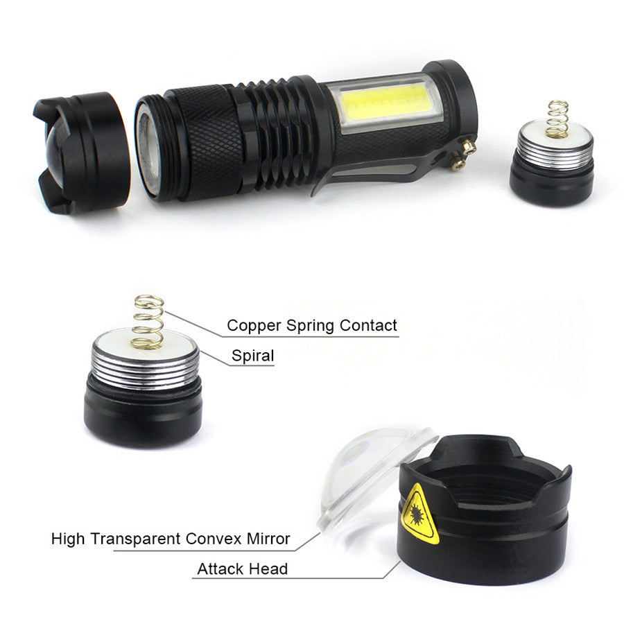 3800LM XML Q5+COB Waterproof Powerful Led Flashlight Torch ZOOM Mini Q5 Hand Lamp Linterna Led for Hiking/Fishing/Camping/Biking - Korvel