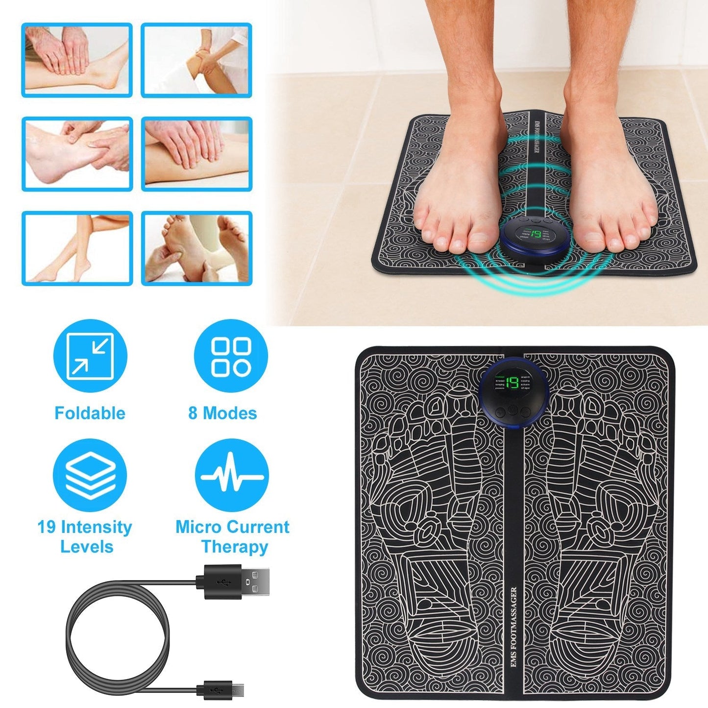 LJG Electric Foot Massage Pad with Remote Control