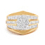 Anillo de Compromiso en Oro Amarillo de 14K con Diamantes en Clúster - Talla 7