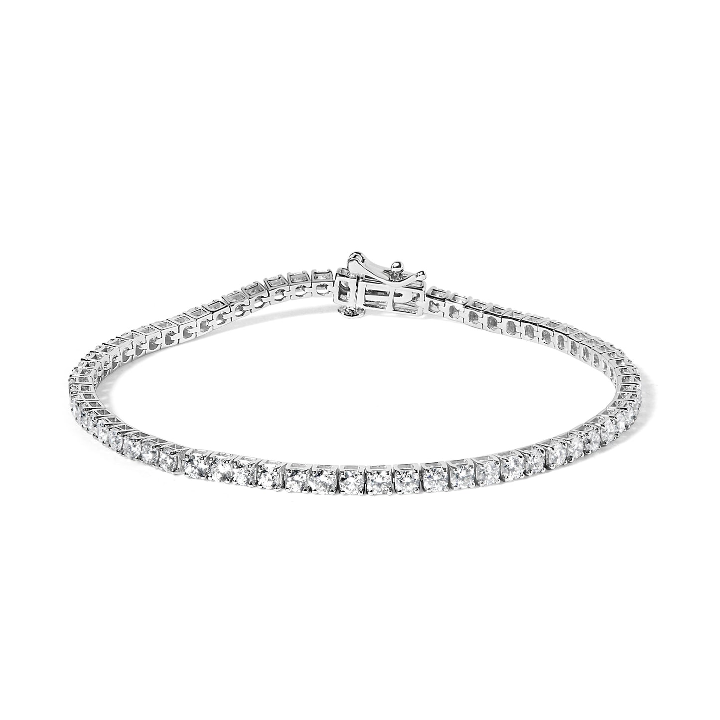 Bracelet de tennis en or blanc 14K avec diamants cultivés en laboratoire - 4,0 Cttw