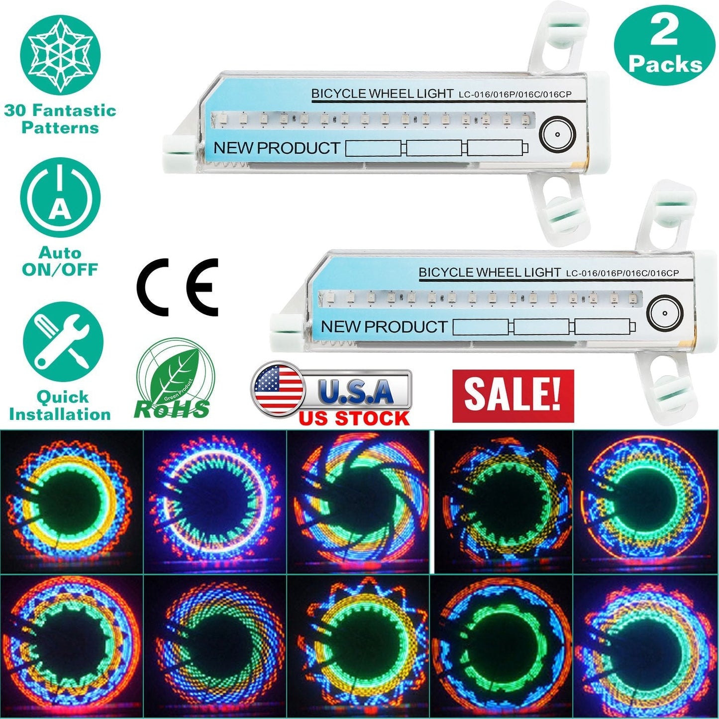 Lumières de vélo GBruno 32LED Patterns - 2 pièces
