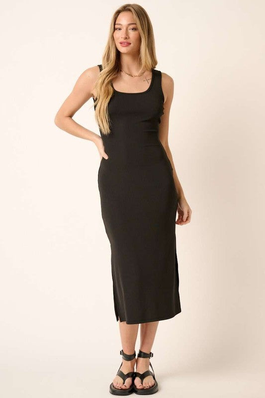 Chic Side Slit Midi Tank Dress for Women – Effortlessly Stylish and Comfortable with Flattering Fit - Korvel