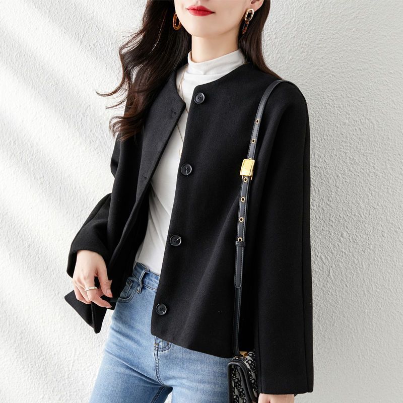 Veste Boléro en Laine Unie Élégante pour Femmes