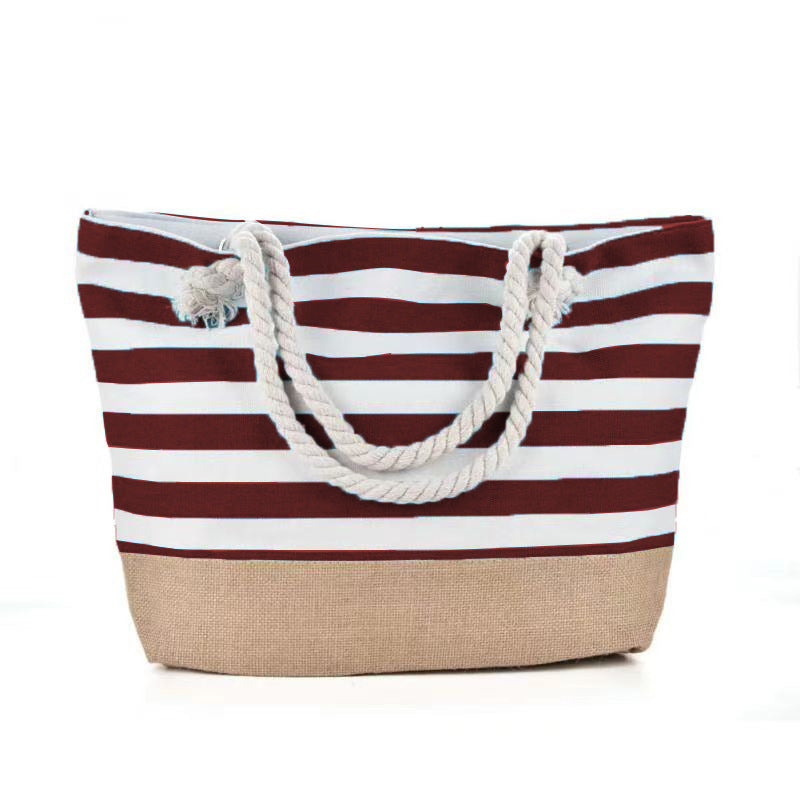 Stylish Striped Beach Bag for Women - Large Capacity