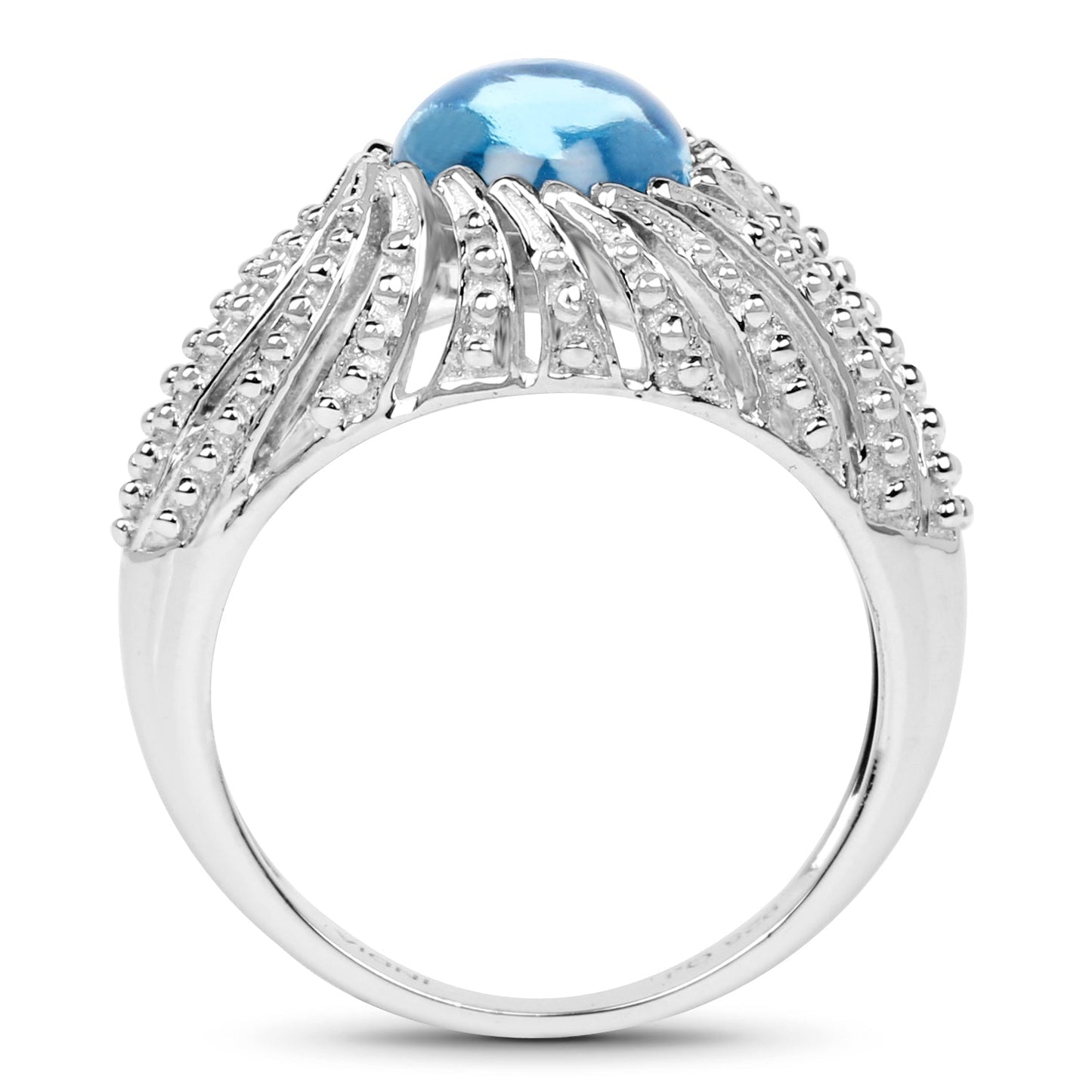 3.65 Carat Swiss Blue Topaz Sterling Silver Engagement Ring