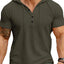 Camiseta Henley con Capucha Casual para Hombre en Tallas Grandes