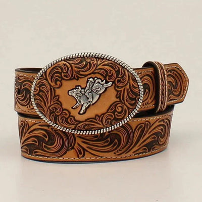 Genuine Leather Bull Rider Belt for Kids | 3D Design - Korvel