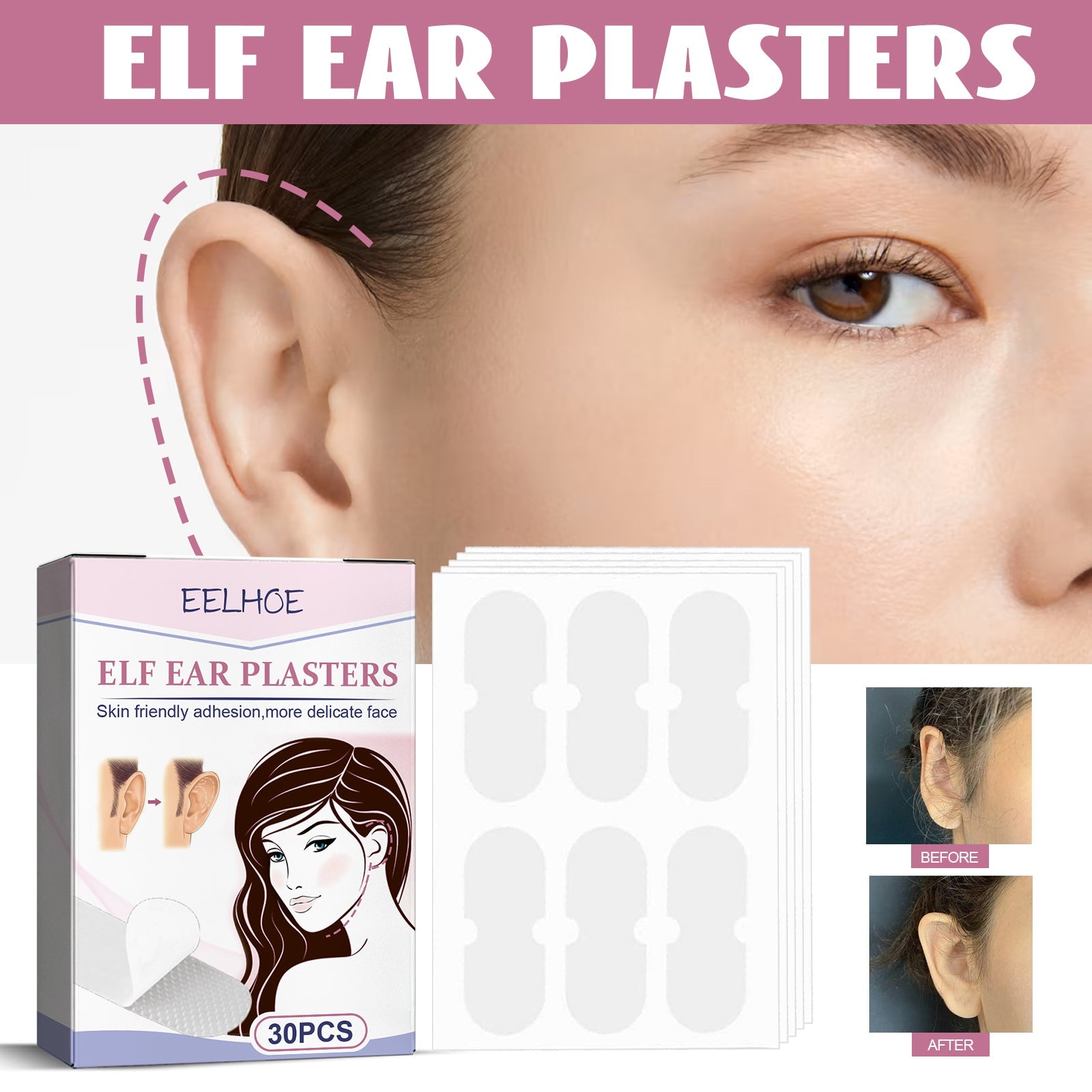 EELHO Fairy Ear Mask Ear Mask Small Invisible Breathable Waterproof Corrective Ear Fix - Korvel