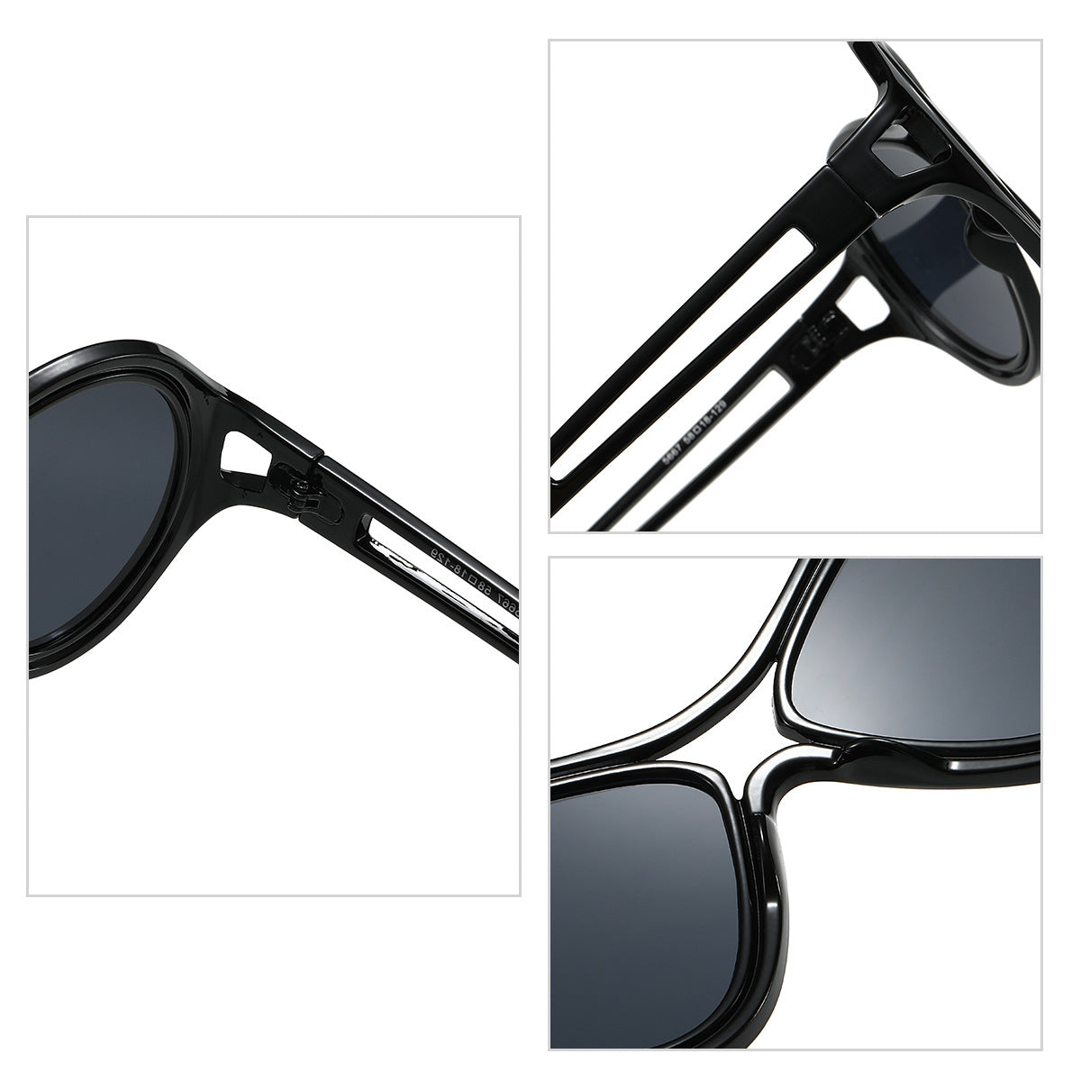 New European and American Sunglasses for Women UV400 Fashion Double Beam Round Frame Personalized PC Hollow Sunscreen Sunglasses - Korvel