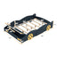 Full Size Race Car-Shaped Platform Bed with Wheels and Storage, Dark Blue+Yellow - Korvel