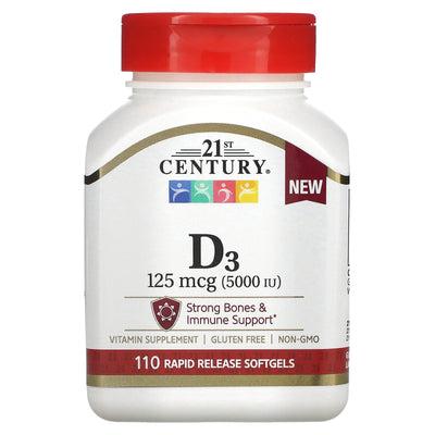 21st Century® Vitamin D3 – 125 mcg (5,000 IU) – 110 Softgels