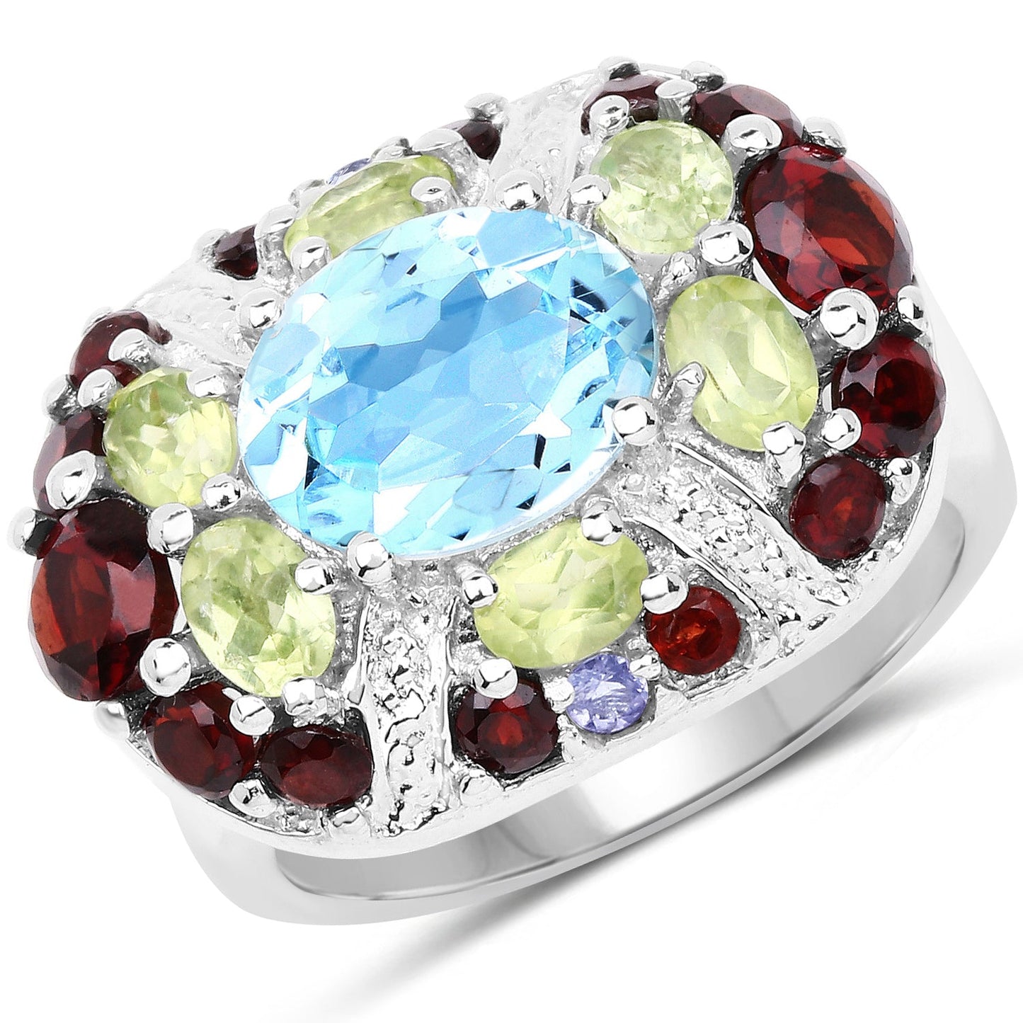 5.43 Carat Multi Stone .925 Sterling Silver Engagement Ring