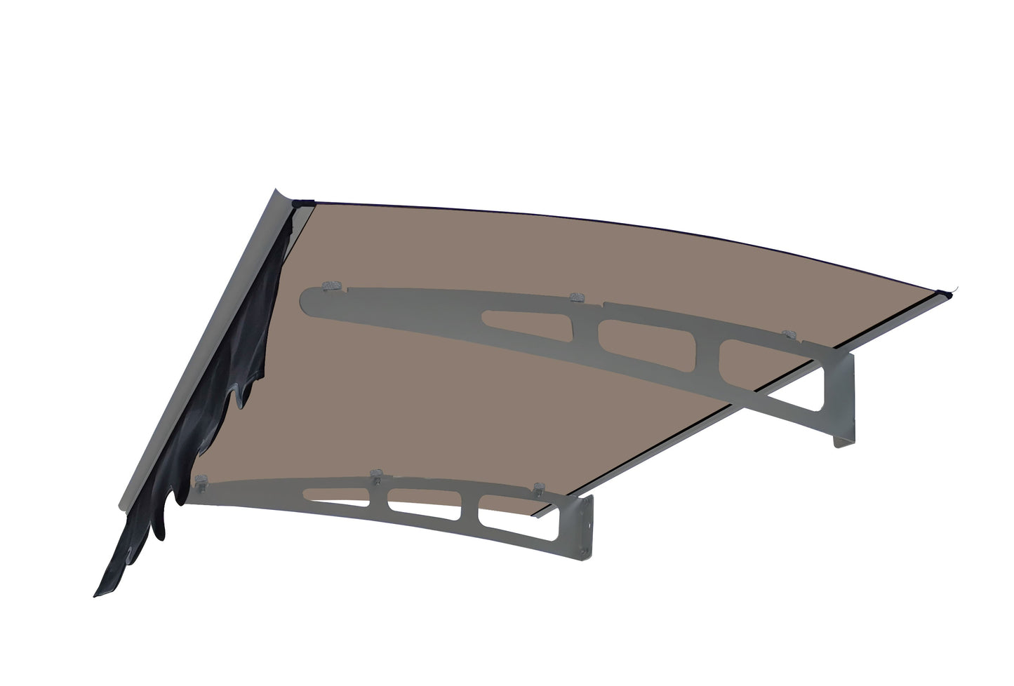 DA4734W Series Door Window Awning Made of 0.137 Inch Thick Crystal Polycarbonate Sheet in size of 47" Wide x 34" Brown Roof - Korvel