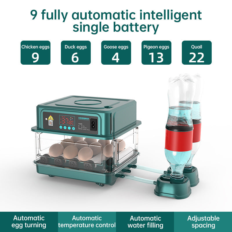 Incubadora de huevos 9-48 con giro automático y control de humedad