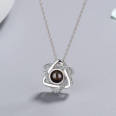 Necklace, female star pendant, 100 language projection, memories of love, short collarbone chain - Korvel