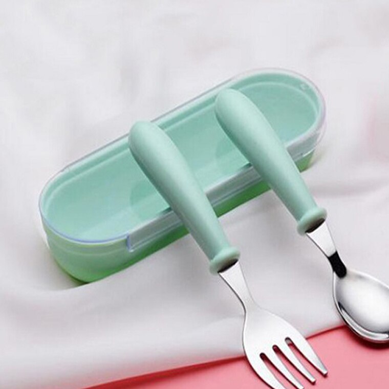 Baby Gadgets Tableware Set Children Utensil Stainless Steel Toddler Dinnerware Cutlery Cartoon Infant Food Feeding Spoon Fork - Korvel