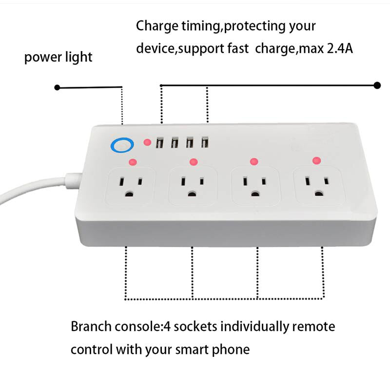 Smart Power Strip with USB Ports and Individual Control