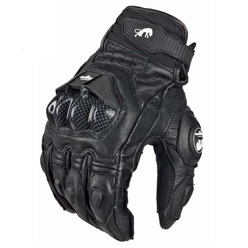 Motorcycle Gloves black Racing Genuine Leather Motorbike white Road Racing Team Glove men summer winter - Korvel